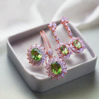 S925 Silver Gilded Peridot Set Jewelry