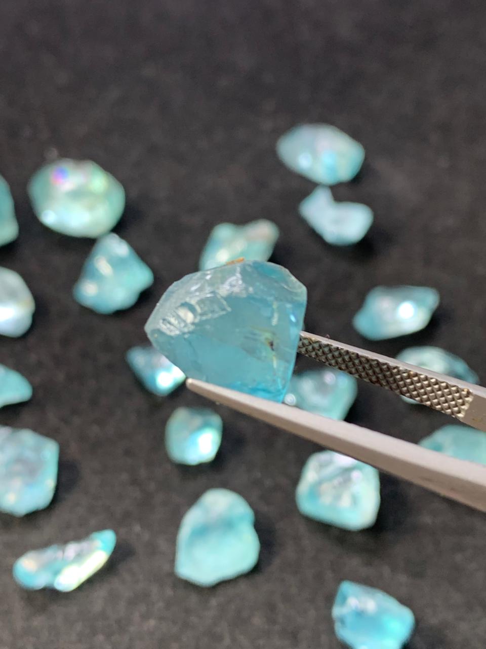 untreated blue zircon rough