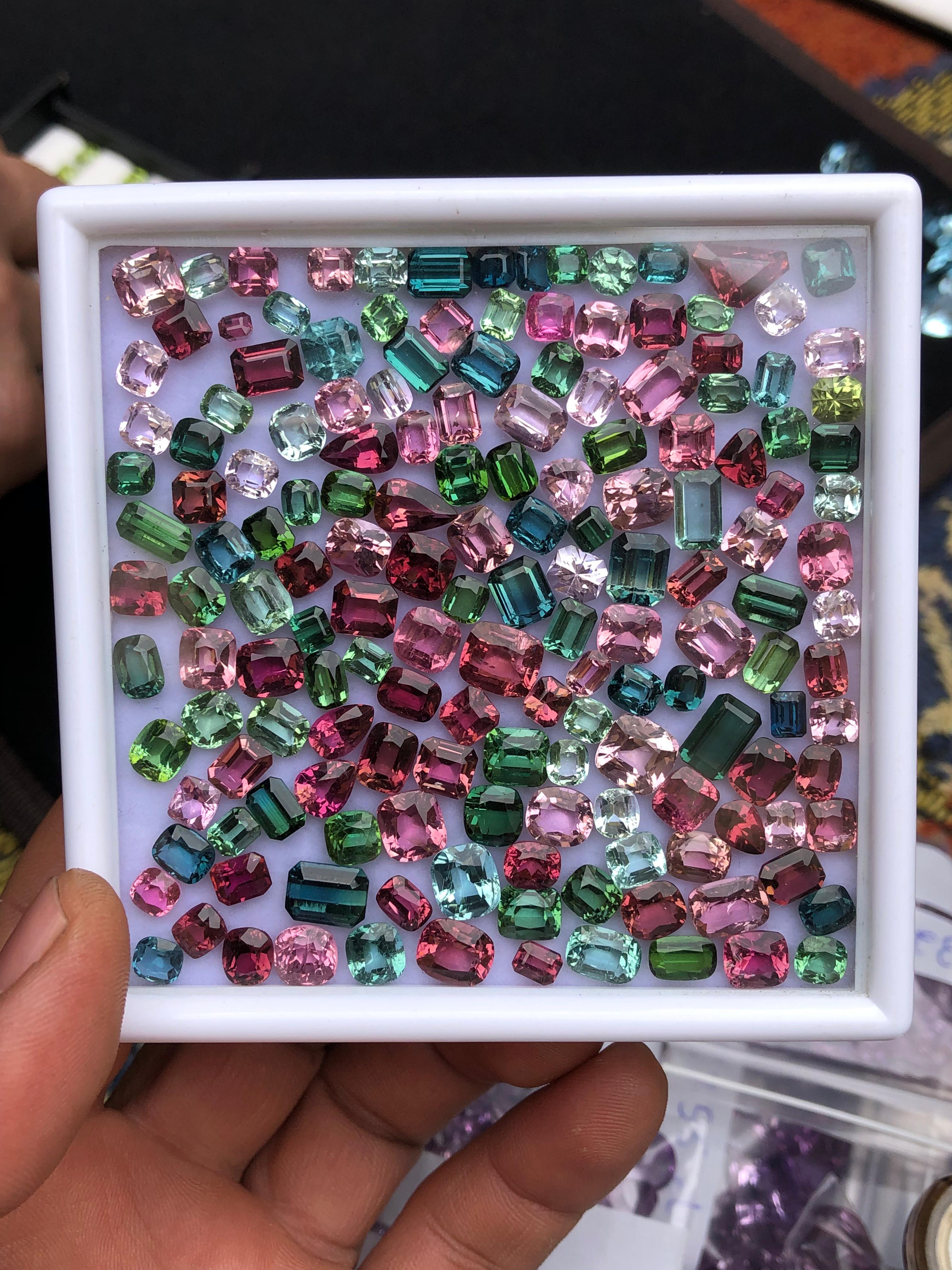 wholesale multi color tourmaline gems mixed shapes parcel