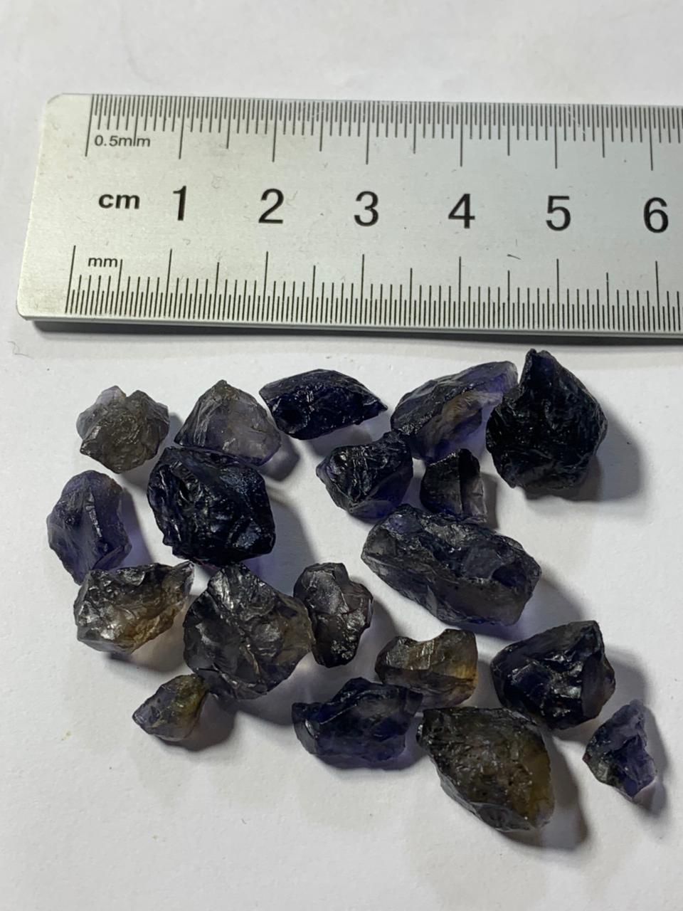 blue iolite facet rough